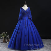 Royal Blue Ball Gown Lace Applique Quinceanera Dresses, Tulle Floor Length Sweet 16 Dresses